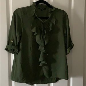 Ruffle Army Green Top